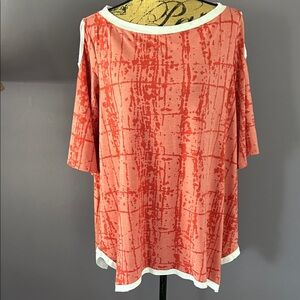 Vibrant Orange Grid Pattern Top